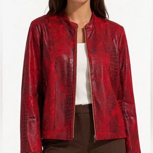 Selene Sport Red Crocodile Leather Jacket